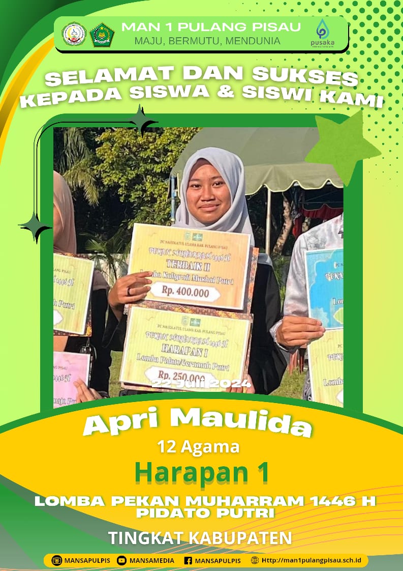 Apri Maulida Berhasil Meraih Juara Harapan 1 Pidato Putri